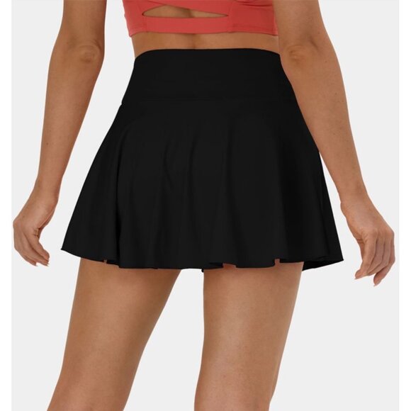 Halara SoftlyZero Flare Tennis Skirt Sz 2XL Black Crossover 2-in-1 Side Pocket C - Picture 11 of 16